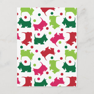 Scottish Terriers Christmas Pattern Holiday Postcard