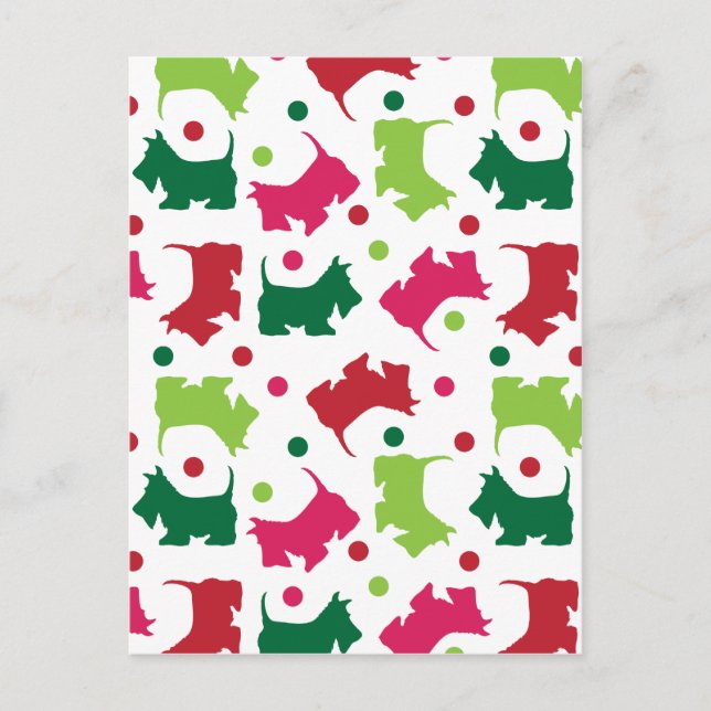 Scottish Terriers Christmas Pattern Holiday Postcard (Front)