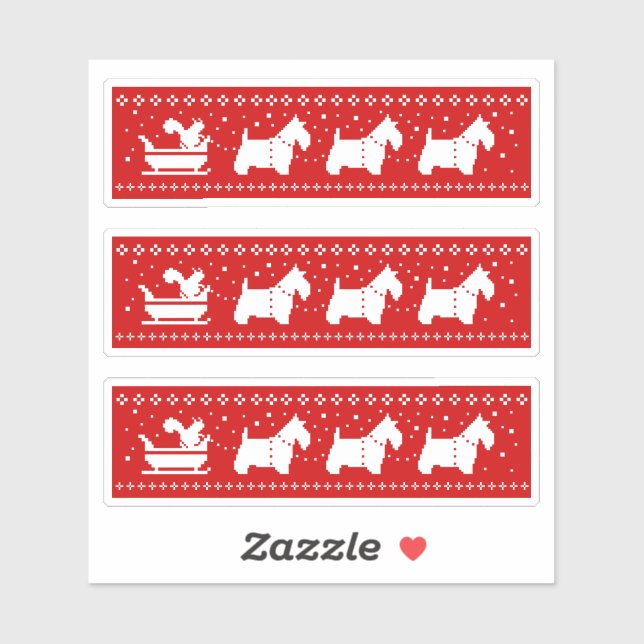 Scottish Terriers Christmas Sleigh Holiday Sticker (Sheet)