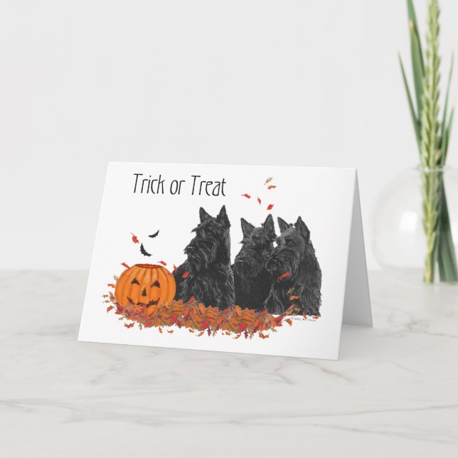 Scottish Terriers Halloween Card (Front)