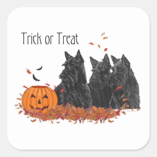 Scottish Terriers Halloween Square Sticker