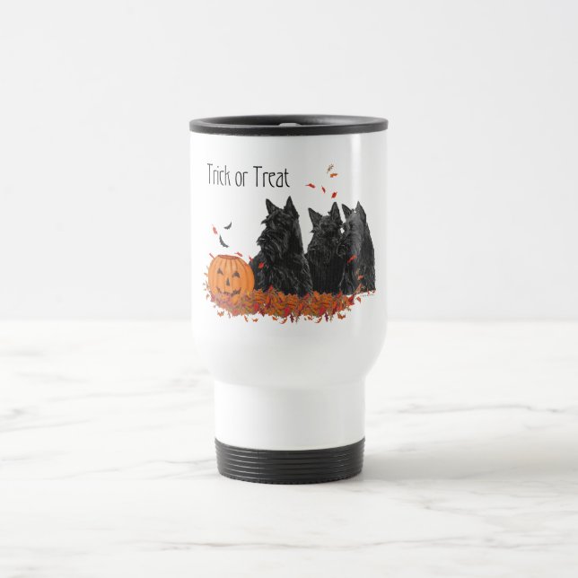 Scottish Terriers Halloween Travel Mug (Center)