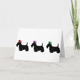 Scottish Terriers in Fun Colored Plaid Hat Card