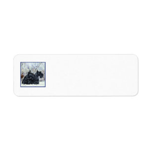 Scottish Terriers in Wintertime Label