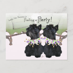 Scottish Terriers Party Animal Invitation Postcard