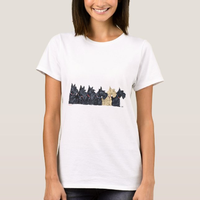 Scottish Terriers Patriotic Collars T-Shirt (Front)