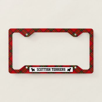 Scottish Terriers Plaid And Your Text License Plate Frame by WRAPPED_TOO_TIGHT at Zazzle
