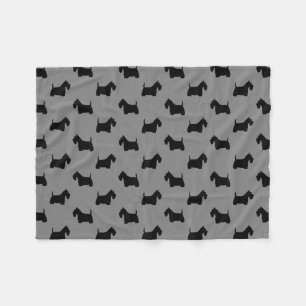 Scottish Terriers Scottie Dog Silhouettes Pattern Fleece Blanket