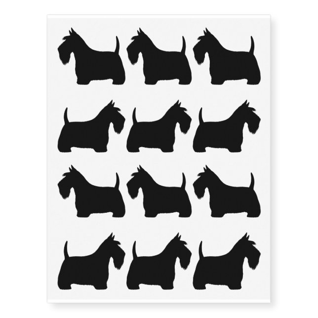 Scottish Terriers Scottie Dog Silhouettes Temporary Tattoos (Front)