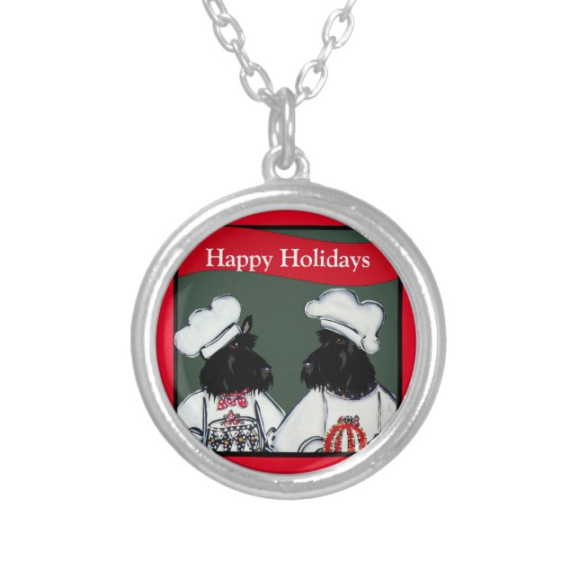 Scottish Terriers         Silver Plated Necklace (Front)