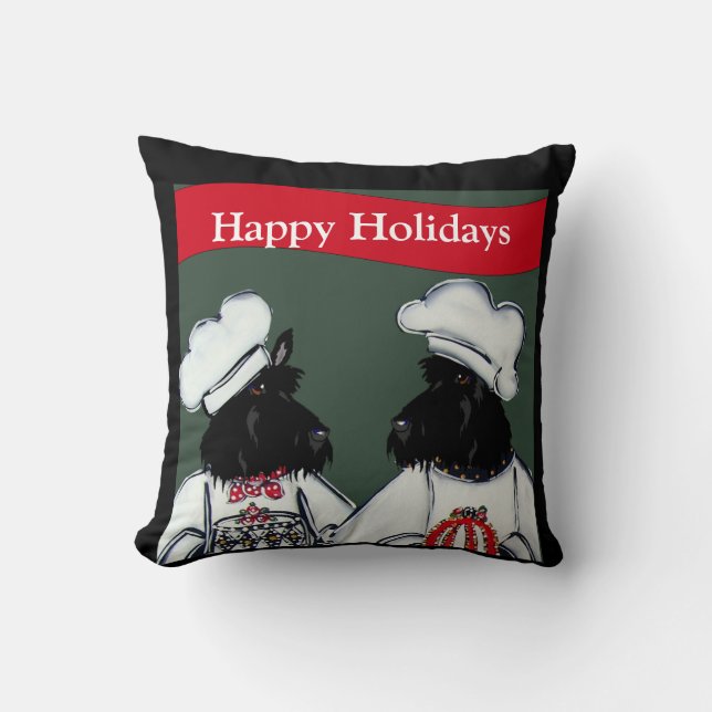 Scottish Terriers Throw Pillow (Front)