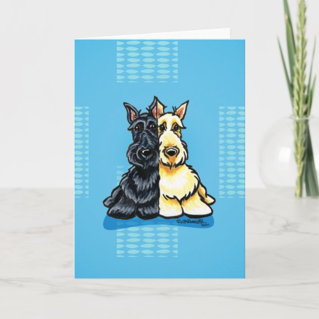 Scottish Terriers Two of a Kind Card (Front)