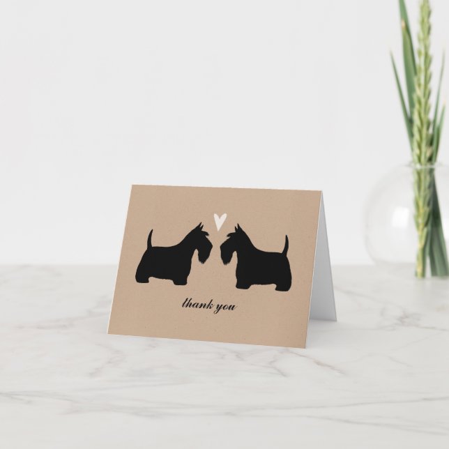 Scottish Terriers Wedding Thank You Card (Front)