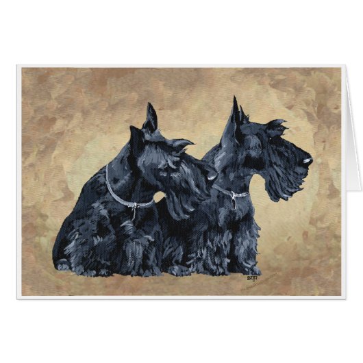 Scottish Terriers with Thistles Cards (Front Horizontal)