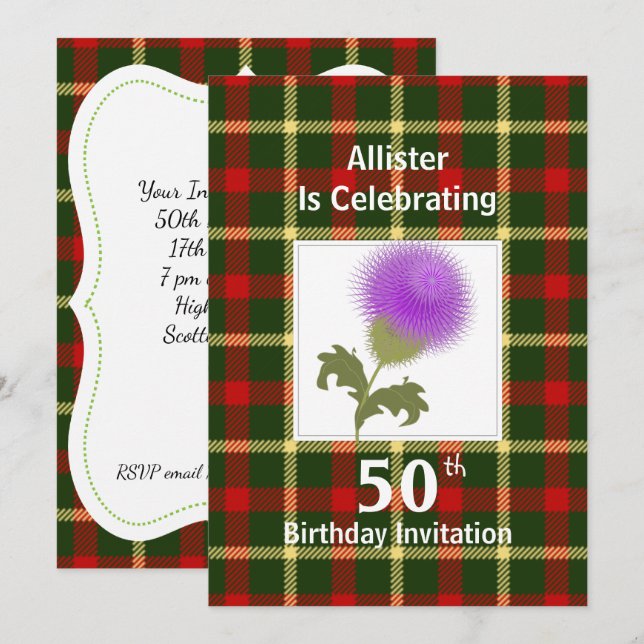 Scottish Themed Celebration Party Invitations (Front/Back)