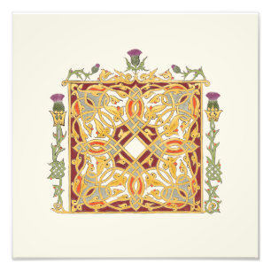 Scottish Thistle and Crown Red & Gold Celtic Knot Photo Print