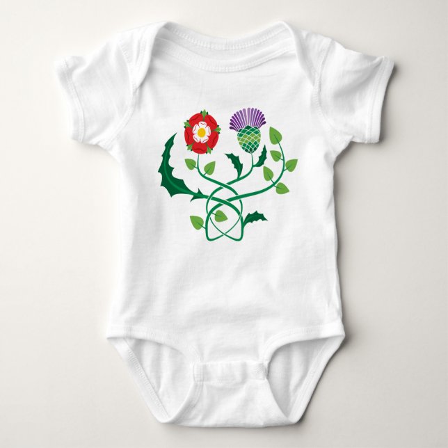 Scottish Thistle and English Rose Baby Bodysuit (Front)