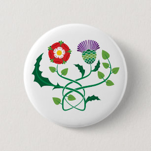Scottish Thistle and English Rose Button