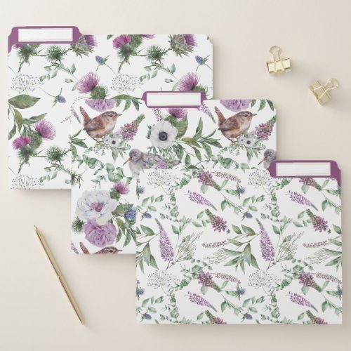 Scottish Thistle and Heather Floral File Folder