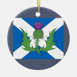 Scottish Thistle and Saltire Ceramic Ornament