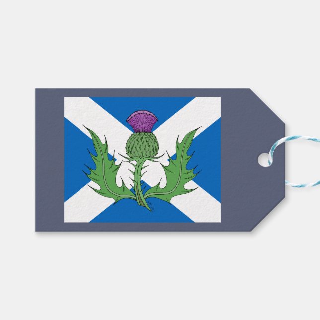 Scottish Thistle and Saltire Gift Tags (Front (Horizontal))