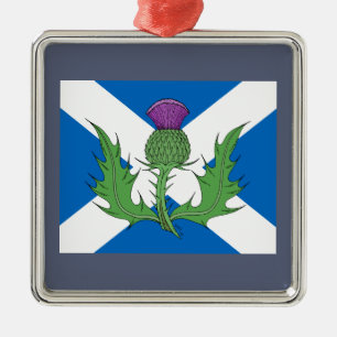 Scottish Thistle and Saltire Metal Ornament