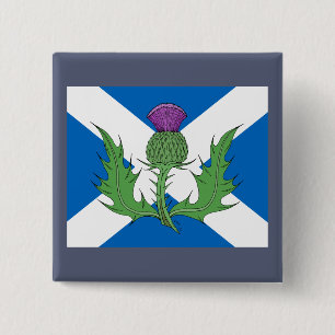 Scottish Thistle and Saltire Pinback Button