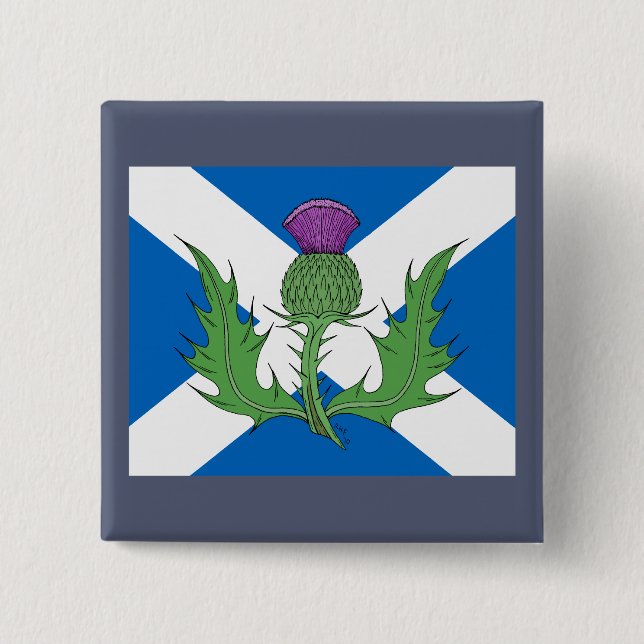 Scottish Thistle and Saltire Pinback Button (Front)