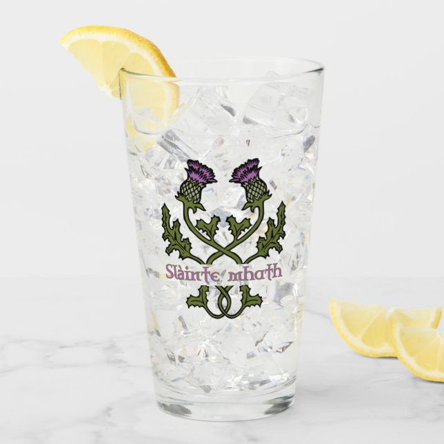 Scottish Thistle and Scots Gaelic Toast Glass (Front Ice)