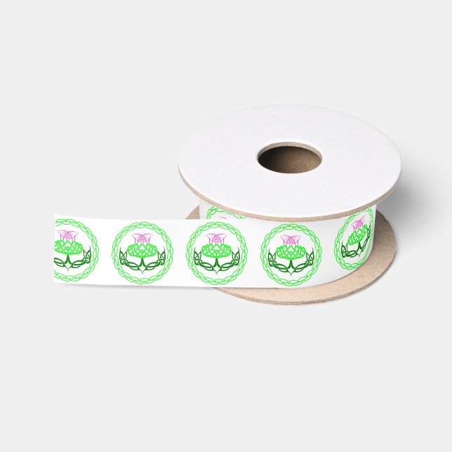 Scottish Thistle Celtic Knot Satin Ribbon (Spool)