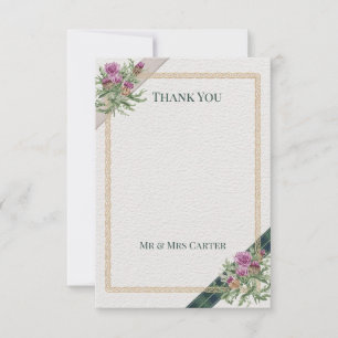 Scottish Thistle Celtic Tartan Personalized Weddin Thank You Card