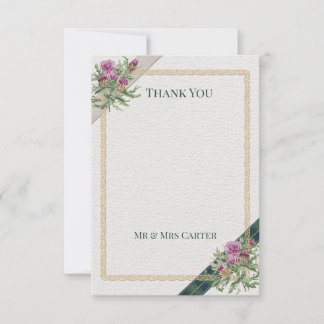Scottish Thistle Celtic Tartan Personalized Weddin Thank You Card