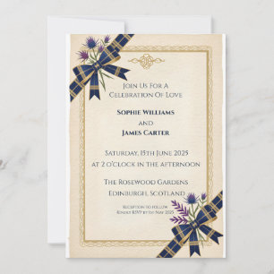 Scottish Thistle Celtic Tartan Wedding Invitation