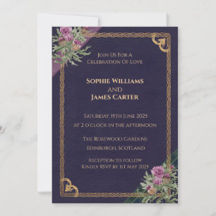 Scottish Thistle Celtic Tartan Wedding Invitation