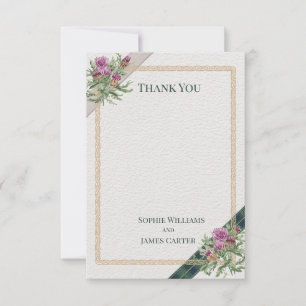 Scottish Thistle Celtic Tartan Wedding   Thank You Card