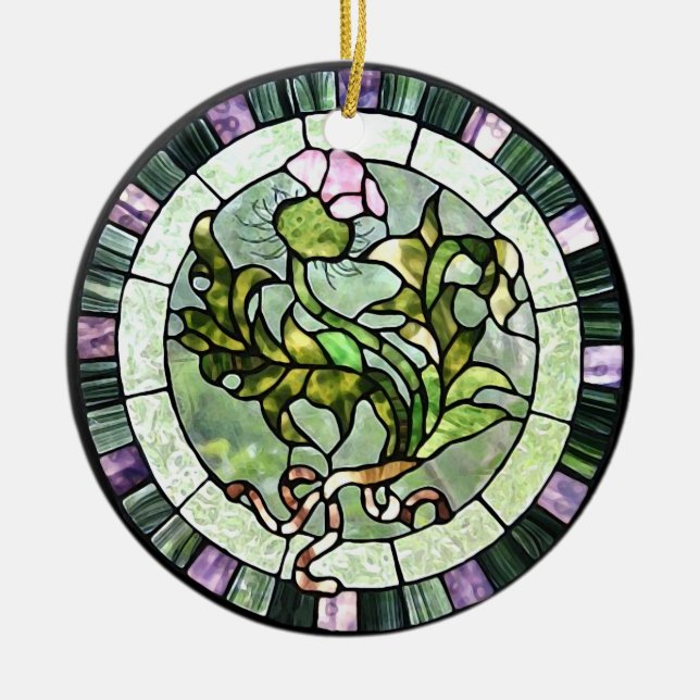 Scottish Thistle Ceramic Ornament (Front)