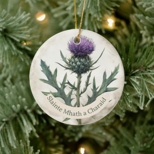 Scottish Thistle Christmas Ornament, Ceramic Ornament