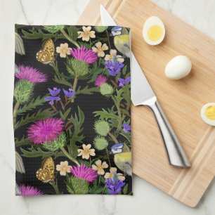 Scottish Thistle Cottagecore Pattern Kitchen Towel