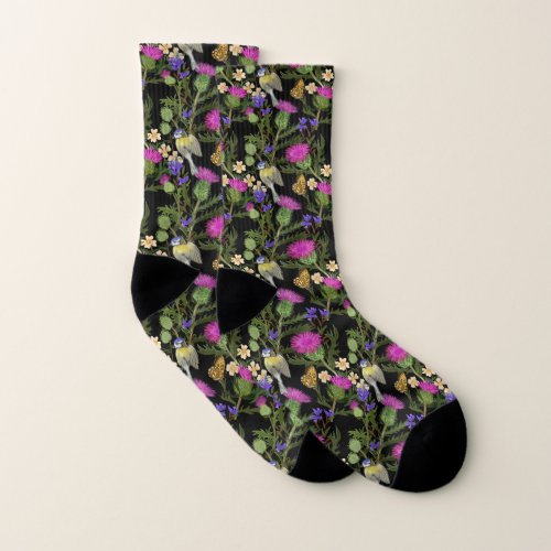 Scottish Thistle Cottagecore Pattern Socks