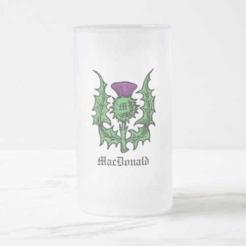 Scottish Thistle Custom Name Frosted Glass Beer Mug