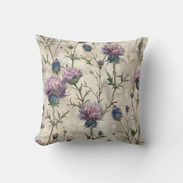 Scottish Thistle design Throw Pillow (Front)