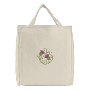 Scottish Thistle Embroidered Tote Bag