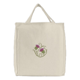 Scottish Thistle Embroidered Tote Bag