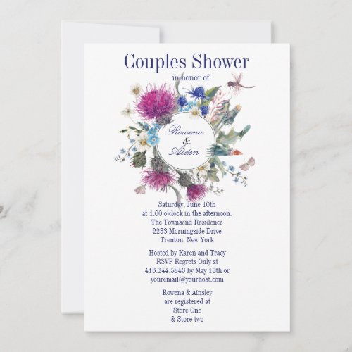 Scottish Thistle Floral Couples Wedding Shower 3 Invitation