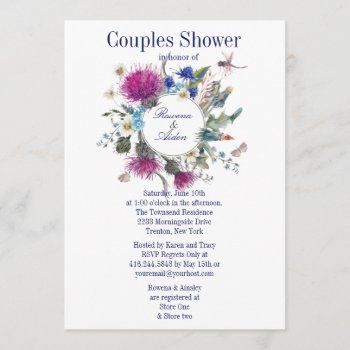Scottish Thistle Floral Couples Wedding Shower Invitation by SpiceTree_Weddings at Zazzle