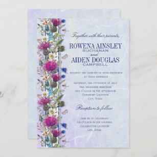 Scottish Thistle Floral Wedding Invitation