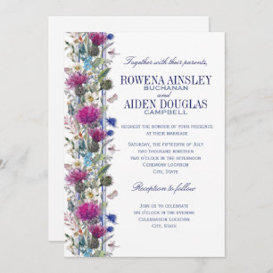 Scottish Thistle Floral Wedding Invitation