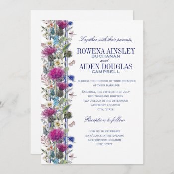 Scottish Thistle Floral Wedding Invitation by SpiceTree_Weddings at Zazzle