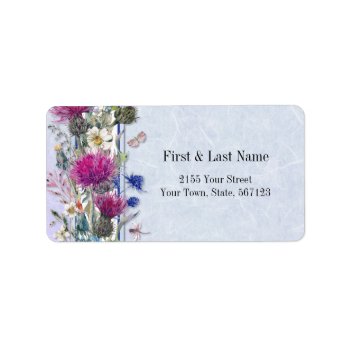 Scottish Thistle Floral Wedding Label by SpiceTree_Weddings at Zazzle