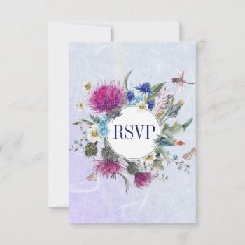 Scottish Thistle Floral Wedding Rsvp by SpiceTree_Weddings at Zazzle